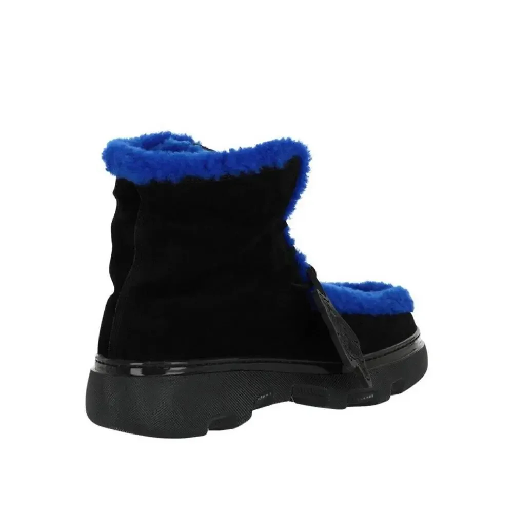 $1550 Burberry Mens Creeper Shearling Black Blue Winter Boots Size 42 /US 9 - Picture 7 of 16